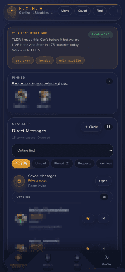 h.i.m. buddy list